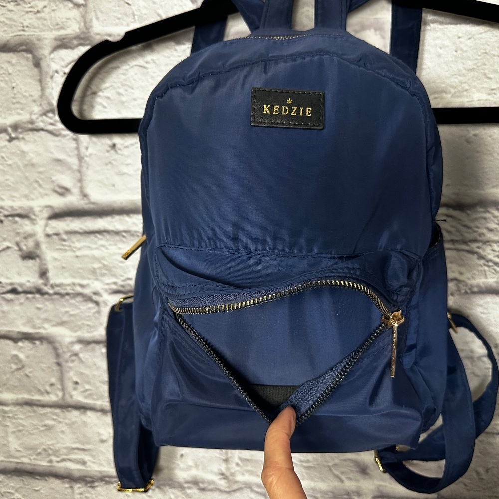 Kedzie‎ Mini Backpack – Navy Blue Nylon with Gold Hardware